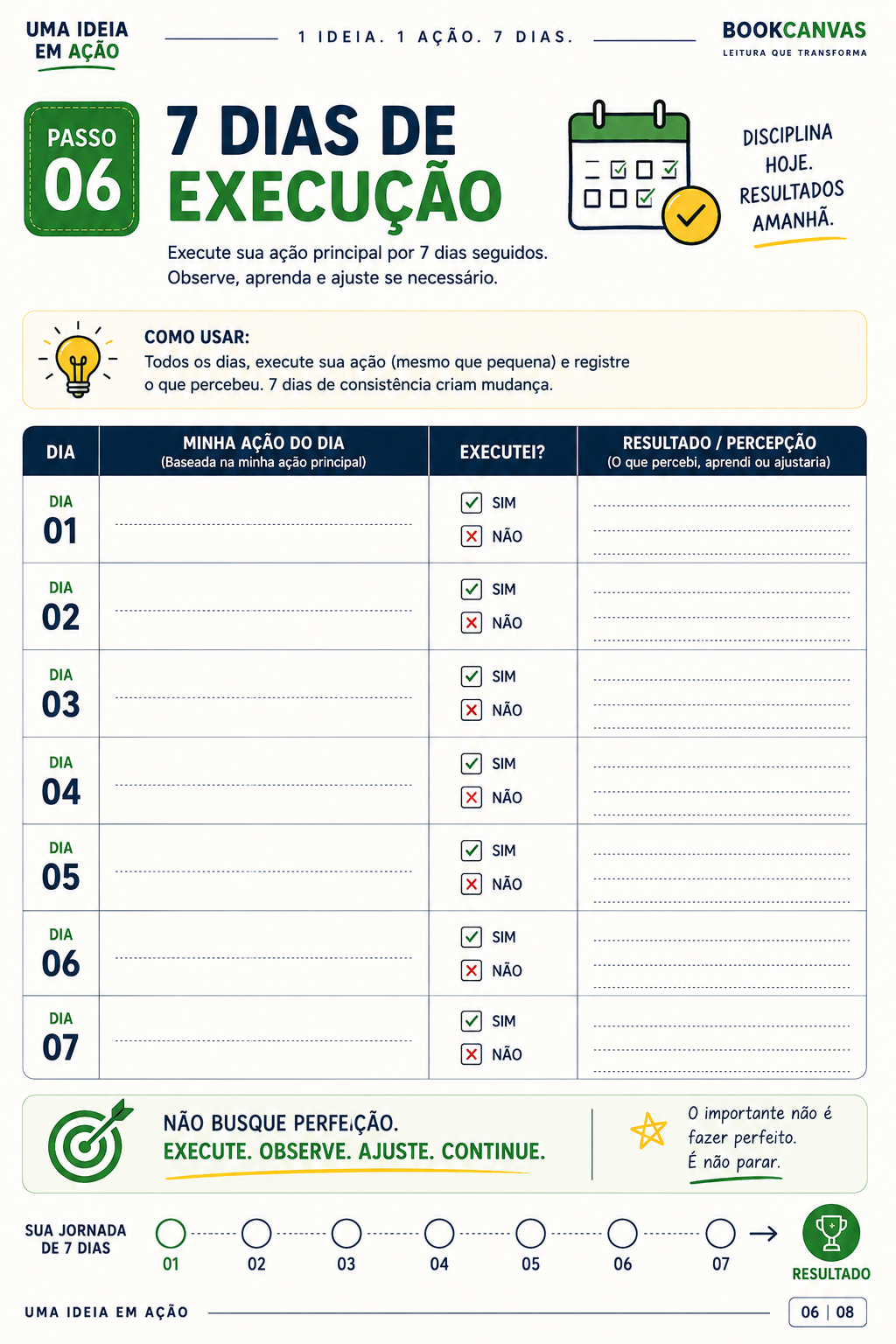 Planner de Execução em 7 Dias